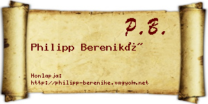 Philipp Bereniké névjegykártya
